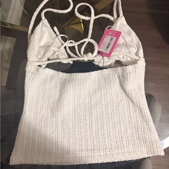 Edikted White Textured Crop Top - Picture 2 of 2